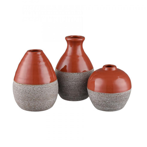 Elk Baer Vase Set of 3 (2 pack) (2 pack) in Brick Red Finish Model: S0017-10084/S3