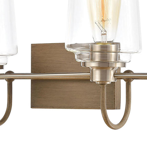 Elk Bakersfield VANITY LIGHT in Light Wood Satin Nickel Satin Nickel Finish Model: 46643/4