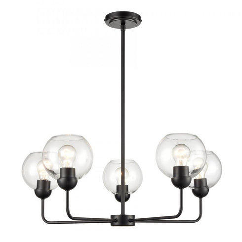 Elk Boman 28 Inch Wide 5 Light Chandelier in Matte Black Model: CN280526