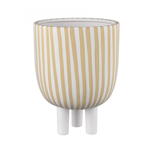 Elk Booth Striped Vase in White Finish Model: H0017-10641
