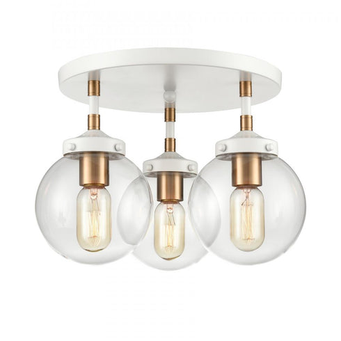 Elk Boudreaux 15 Inch Wide 3 Light Semi Flush Mount in Matte White Model: 24435/3