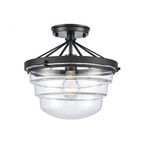 Elk Boyer 12 Inch Wide 1 Light Semi Flush Mount in Matte Black Model: 82168/1