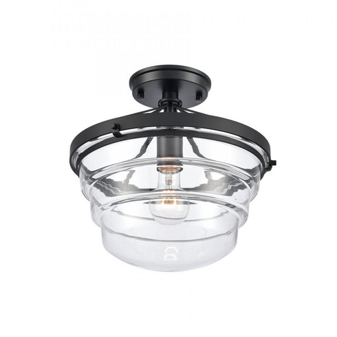 Elk Boyer 12 Inch Wide 1 Light Semi Flush Mount in Matte Black Model: 82168/1