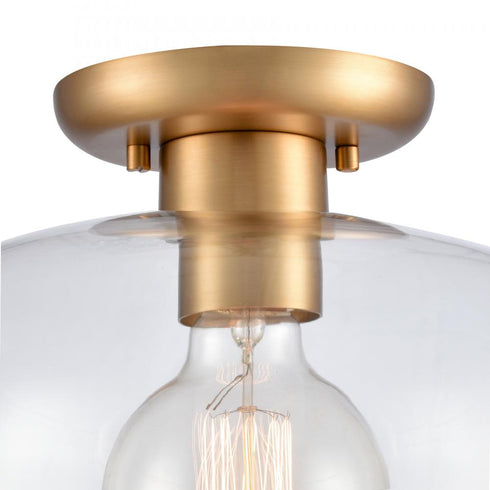 Elk Brewer 10 Inch Wide 1 Light Semi Flush Mount Brushed Gold Model: 89954/1