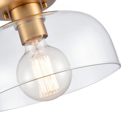 Elk Brewer 10 Inch Wide 1 Light Semi Flush Mount Brushed Gold Model: 89954/1