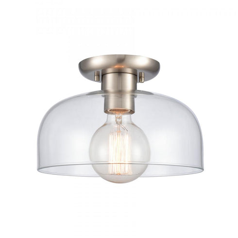 Elk Brewer 10 Inch Wide 1 Light Semi Flush Mount Brushed Nickel Model: 89944/1