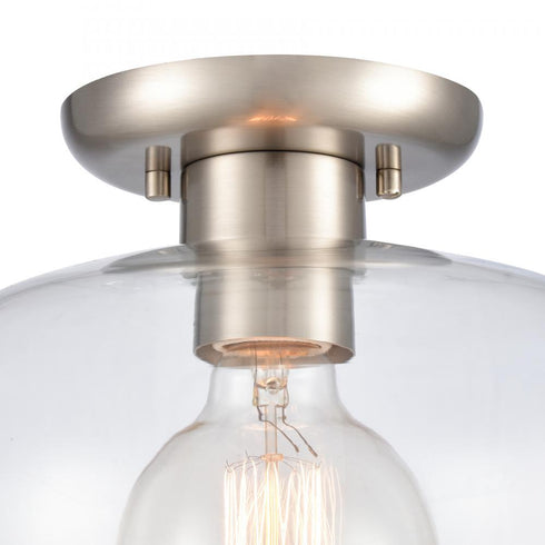Elk Brewer 10 Inch Wide 1 Light Semi Flush Mount Brushed Nickel Model: 89944/1