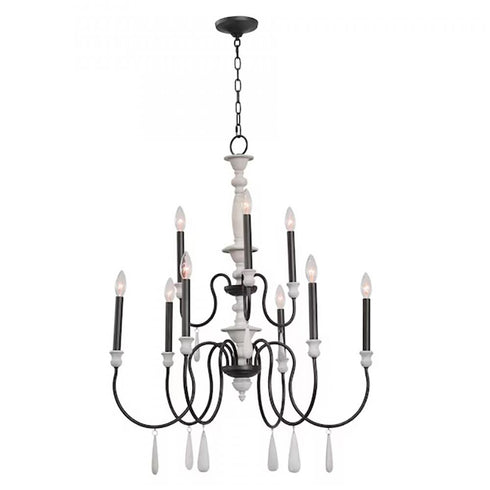 Elk Brownell 30 Inch Wide 9 Light Chandelier in Anvil Iron Model: 90202/9