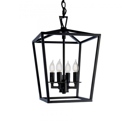 Elk Cage 12 Inch Wide 4 Light Pendant in Matte Black Model: 1080-MB-NG