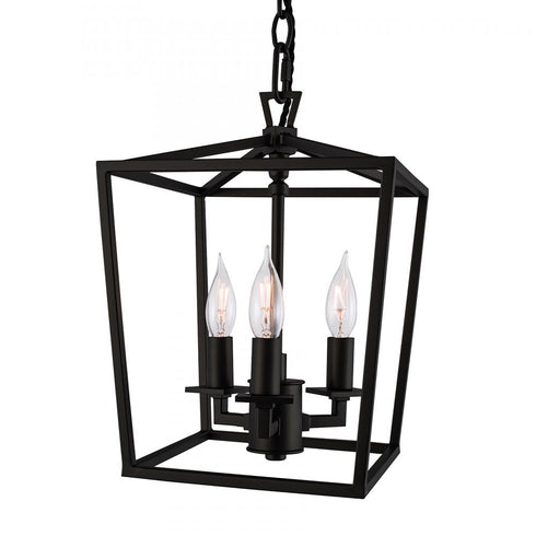 Elk Cage 8.5 Inch Wide 3 Light Pendant in Matte Black Model: 1084-MB-NG