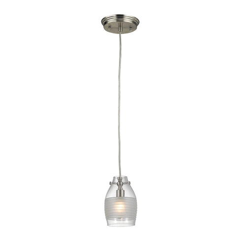 Elk Carved Glass 1 Light MINI PENDANT in Brushed Nickel Finish Model: 46161/1