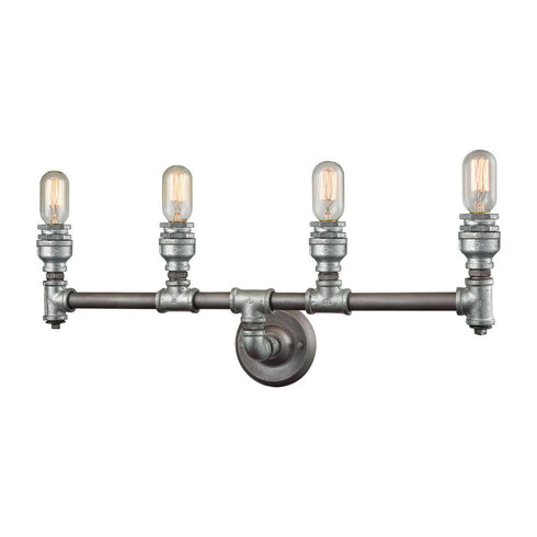 Elk Cast Iron Pipe VANITY LIGHT in Weathered Zinc Finish Model: 10685/4