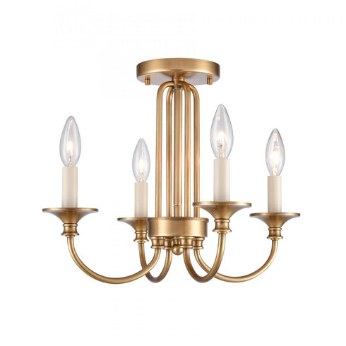 Elk Cecil 16 Inch Wide 4 Light Semi Flush Mount Natural Brass Model: 89723/4