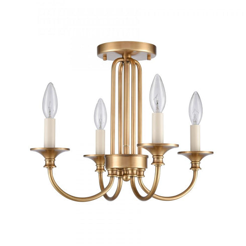 Elk Cecil 16 Inch Wide 4 Light Semi Flush Mount Natural Brass Model: 89723/4