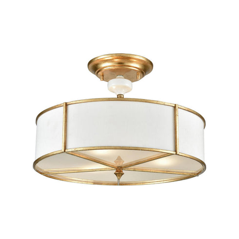 Elk Ceramique SEMI FLUSH MOUNT in Antique Gold Leaf Finish Model: 33052/3