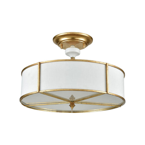 Elk Ceramique SEMI FLUSH MOUNT in Antique Gold Leaf Finish Model: 33052/3