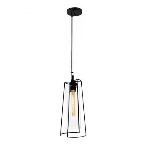 Elk Cere 6.75 Inch Wide Outdoor Pendant in Matte Black Model: 1243-MB-CL