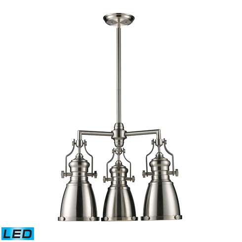 Elk Chadwick 3 Light CHANDELIER in Satin Nickel Finish Model: 66120-3-LED