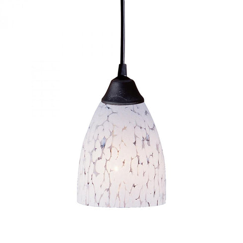 Elk Classico 5 Inch Wide 1 Light Pendant in Dark Rust with Snow White Glass Model: 406-1SW