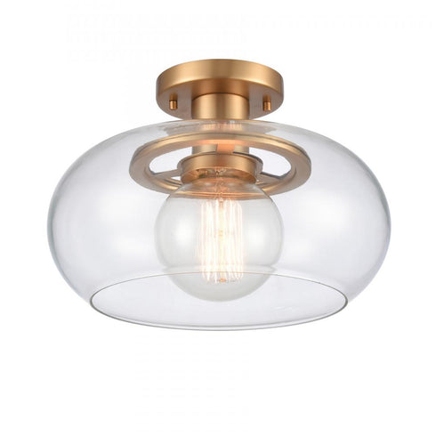 Elk Clement 13 Inch Wide 1 Light Semi Flush Mount Brushed Gold Model: 89764/1