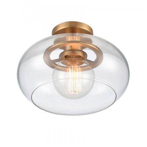 Elk Clement 13 Inch Wide 1 Light Semi Flush Mount Brushed Gold Model: 89764/1
