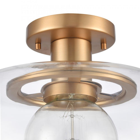 Elk Clement 13 Inch Wide 1 Light Semi Flush Mount Brushed Gold Model: 89764/1