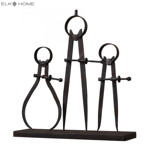 Elk Compass and Caliper ORNAMENTAL ACCESSORY in Restoration Black Finish Model: 51-10001