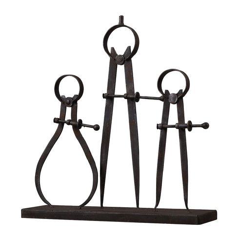 Elk Compass and Caliper ORNAMENTAL ACCESSORY in Restoration Black Finish Model: 51-10001