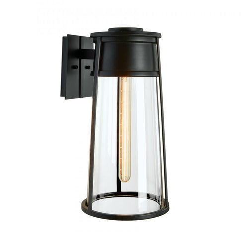 Elk Cone 12.75 Inch High 1 Light Outdoor Sconce in Matte Black Model: 1246-MB-CL