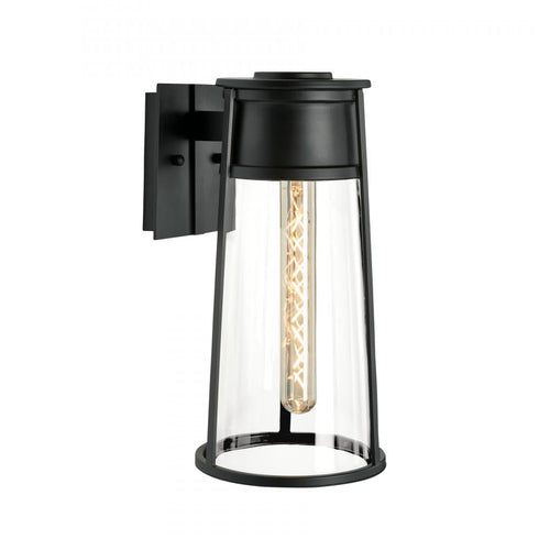 Elk Cone 17 Inch High 1 Light Outdoor Sconce in Matte Black Model: 1245-MB-CL