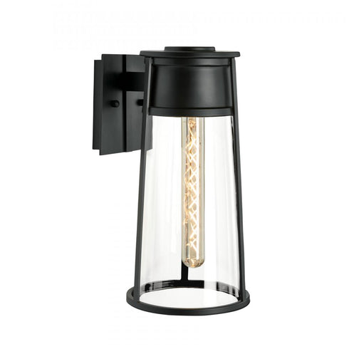 Elk Cone 17 Inch High 1 Light Outdoor Sconce in Matte Black Model: 1245-MB-CL
