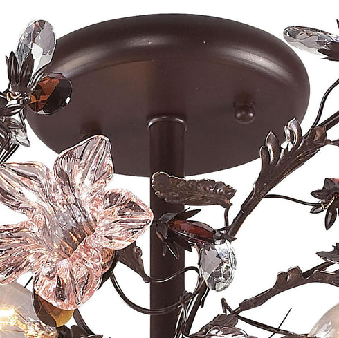 Elk Cristallo Fiore SEMI FLUSH MOUNT in Deep Rust Finish Model: 7046/3