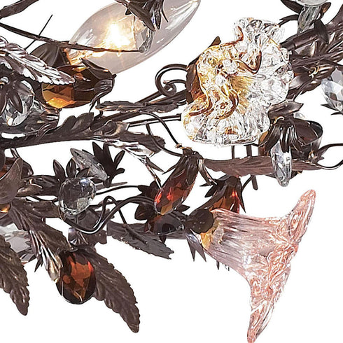 Elk Cristallo Fiore SEMI FLUSH MOUNT in Deep Rust Finish Model: 7046/3