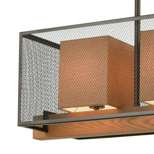 Elk Crossbeam ISLAND LIGHT in Oil Rubbed Bronze Medium Oak Medium Oak Finish Model: 33346/3