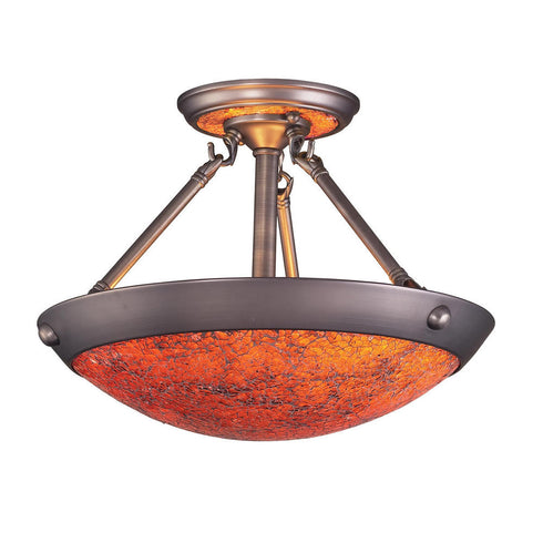 Elk Diamante 2 Light SEMI FLUSH MOUNT in Antique Pewter Autumn Sunset Autumn Sunset Finish Model: 535-2AP-ASC