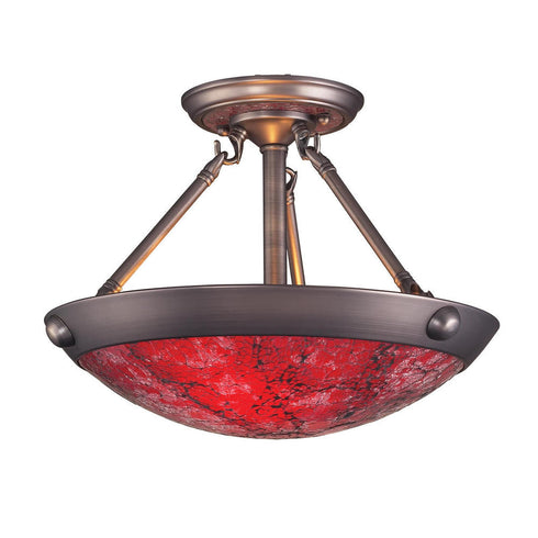 Elk Diamante 2 Light SEMI FLUSH MOUNT in Antique Pewter Rouge Rouge Finish Model: 535-2AP-RGC