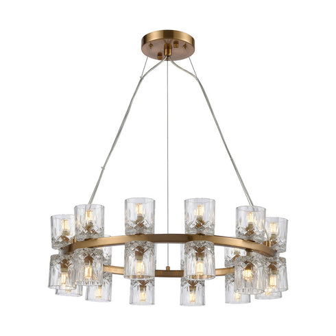 Elk Double Vision 24 Light CHANDELIER in Clear Satin Brass Satin Brass Finish Model: D4180