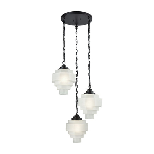 Elk Duke 3 Light MINI PENDANT in Oil Rubbed Bronze White White Finish Model: D3602