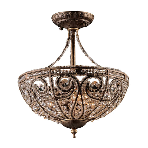 Elk Elizabethan SEMI FLUSH MOUNT in Dark Bronze Finish Model: 5964/3
