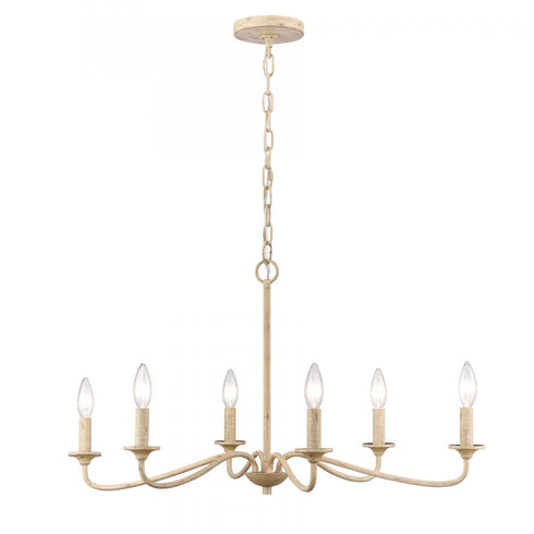 Elk Ellisville 30 Inch Wide 6 Light Chandelier in Antique Cream Model: 90220/6