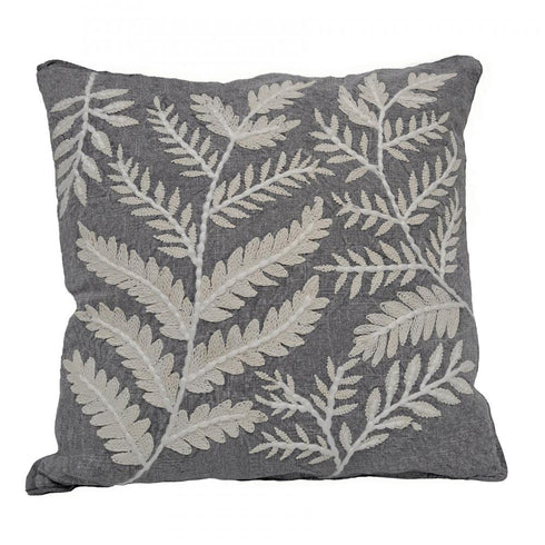 Elk Embroidered Fern 20x20 Inch Pillow in Gray Model: HVT0897-9981