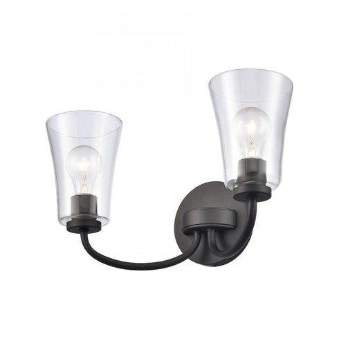Elk Emily 17 Inch Wide 2 Light Vanity Light in Matte Black Model: EC89253/2