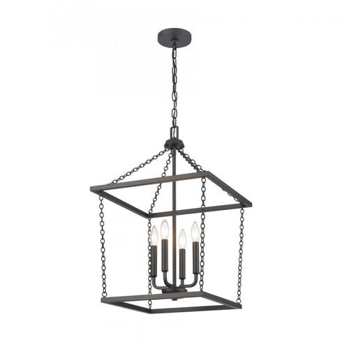 Elk Emmett 17 Inch Wide 4 Light Pendant in Matte Black Model: EC89804/4