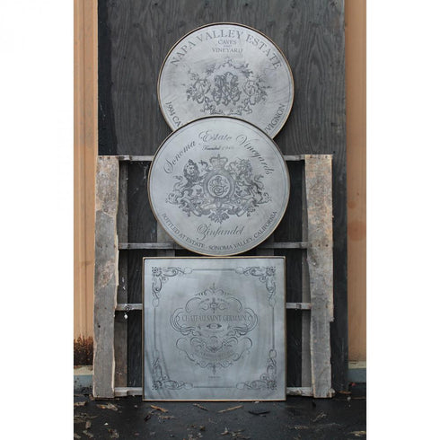 Elk Etched Metal Table Chateau Square POLE in Pewter Finish Model: TABLE002-POLE