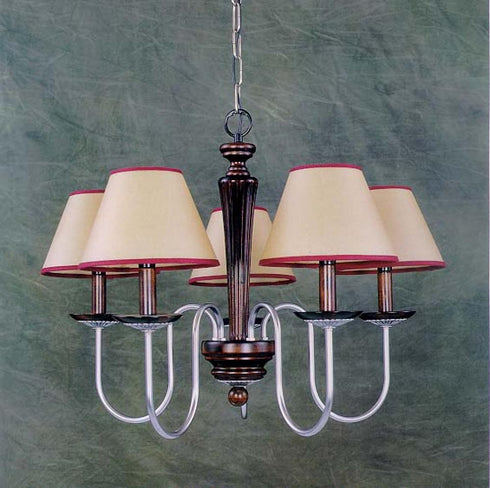 Elk European Crafted 5 Light CHANDELIER in Dark Walnut Pewter Pewter Finish Model: 2022/5