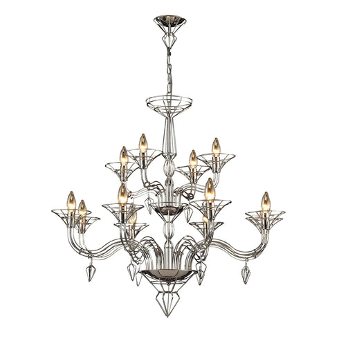 Elk Exo 12 Light CHANDELIER in Satin Nickel Finish Model: 23003/8+4
