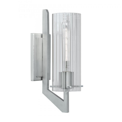 Elk Faceted 12.75 Inch High 1 Light Sconce in Brushed Nickel Model: 8143-BN-CL