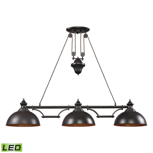 Elk Farmhouse ISLAND LIGHT in Oiled Bronze Finish Model: 65151-3-LED
