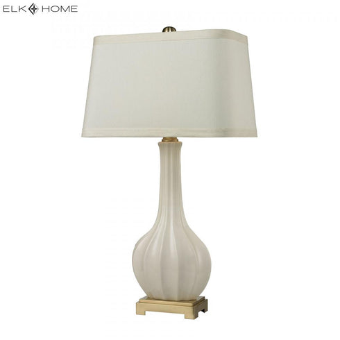 Elk Fluted Ceramic TABLE LAMP in White Finish Model: D2596
