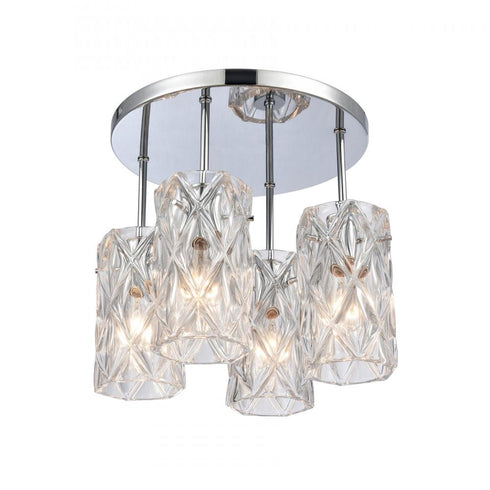 Elk Formade Crystal Forma de Crystal 13.75 Inch Wide 4 Light Semi Flush Mount in Polished Chrome Model: 82197/4